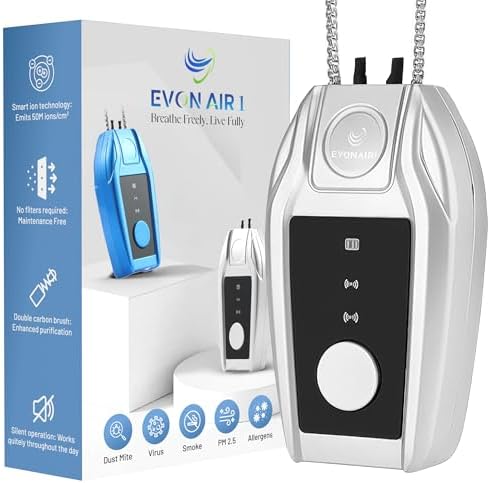 Portable Air Purifier for Travel with 50M Ions/cm³ | Mini Wearable Necklace Ionizer, Filterless, No Maintenance | Personal Air Purifier Small, 500mAh Rechargeable, 120H Runtime, CE ROHS FCC Certified