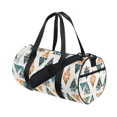 Aztec Navajo Print Sports Duffel Bag Large Capacity Barrel Gym Bag with Full Print Polyester Fabric, Multiple Pockets and Detachable Strap for Sports Gym and Weekend Getaways3