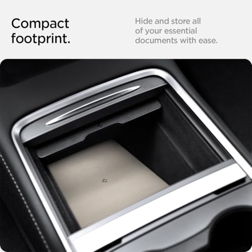 Image of Spigen Hyper-Slim Car Registration and Insurance Card Holder for All Cars | ID License Car Essential Documents Holder [Tesla Model Y Juniper L (2026) & 3 /Y /S /X /Cybertruck] - Dune Beige