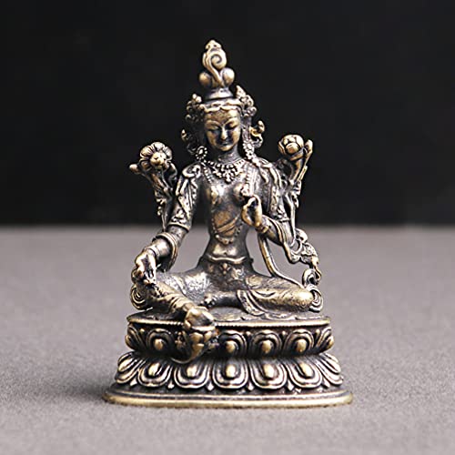 Heallily Mini Tibetan Tantric Buddha Statue Figurines Retro Buddha Maitreya Statue Tara Buddha Sculpture Antique Brass Look Home Office Decor Ornaments #TOP3