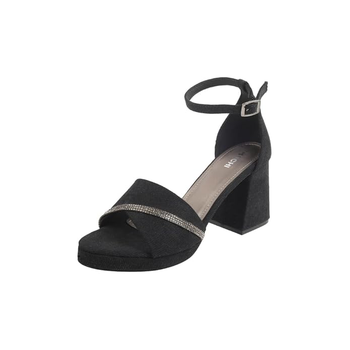 Mochi Women Denim Block Heel Comfortable Stylish Casual Sandals
