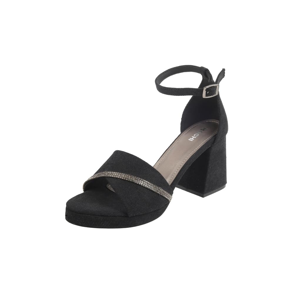 Mochi Women Black Denim Block Heel Comfortable Stylish Casual Sandals UK/8 EU/41 (40-254) (B0D9KNJ5GY) Amazon Price History, Amazon Price Tracker