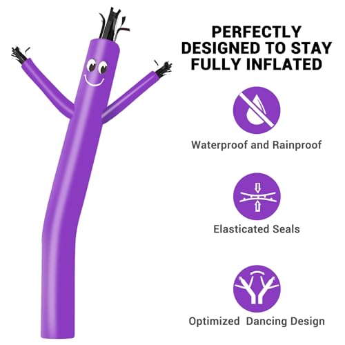 Image of MOUNTO 10ft Inflatable Dancers Tube Man Attachment - 10 Feet 12inch Tall Wacky Waving Inflatable Dancing Tube Guy, High Durability Rip-Stop Nylon (Blower Not Included) (Purple)