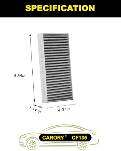 Image of CARORY Cabin Air Filter w /Activated Carbon for Honda Civic (2001-2005), CR-V (2002-2006), Element (2003-2011), Acura RSX (2002-2006), EL, OE# 80292-S5A-003, 80292-S5D-406, CF10135,XC15439, CF135