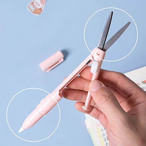 Gincevhy 3 Pairs Assorted Colors 2-In-1 Pen Style Scissors With Paper Cutter, Folding Stainless Steel Shears And Ceramic Penblade, Portable Travel Safety Scissors For Home, School, Diy Crafts #TOP1