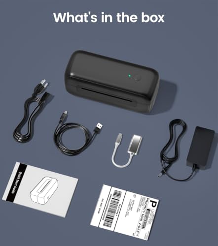 Phomemo Bluetooth DHL Etikettendrucker, Labeldrucker 4x6 Versandetiketten Drucker für Phone/PC, Etikettendrucker Bluetooth Label Printer für Amazon, Etsy, Shopify, Royal Mail, DHL, FedEx-Schwarz