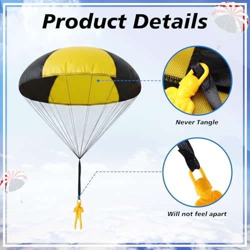 Yunsailing 25 Pcs Parachute Toys, Mini Army Men Parachute Toys for Kids, Flying Throwing Gifts Bulk for Easter Christmas Kids School Outdoor, No Battery Nor Assembly Required Gift (Solid Color,Daily)