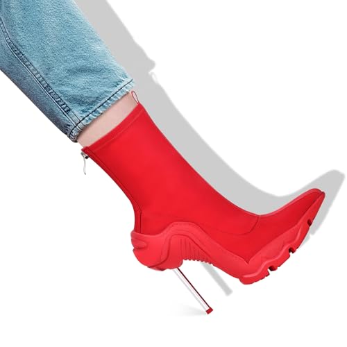 Womens High Heel Ankle Boots Pointed Toe Stiletto Boot Heels Zipper Comfortable Dress Shoes with Zipper for Wedding Evening Party Club4
