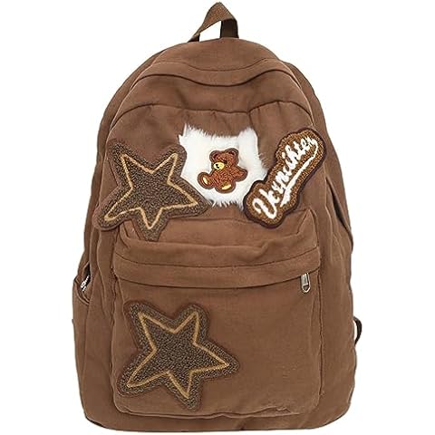 YILCER Preppy Girls Large Canvas Backpack Cover