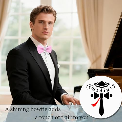 Image of Bow Ties for Men with Crystal, Pre-tied Adjustable Mens Bow Tie Sparkly Bowtie for Formal Suit Tuxedo Wedding Party