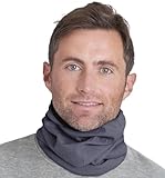 Tough Headwear Reversible Microfiber Fleece Gaiter Tube Neck Warmer (Solids) - Gray