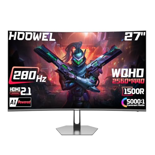 Image of 27 Inch 280Hz 240Hz Curved Gaming Monitor WQHD 2560x1440 Curved 2K Computer Monitor with 2xHDMI 2.1 1xDP1.4, Fast VA 1500R AI Crosshair PIP /PBP (G27F1Q Pro, One HDMI 2.1 Cable Included)