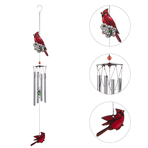 Gardenvy Cardinal Bird Wind Chime, Red Bird Wind Chimes Outdoor Decorations, Garden Backyard Church Hanging Decor #TOP4