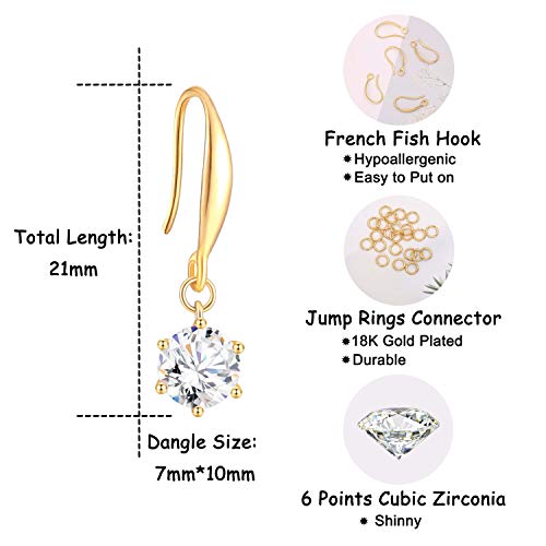 Minimalist Cubic Zirconia Drop Dangle Earrings For Women 18K Gold French Hook Earring Fashion Round-Cut Cz Jewelry Handmade For Brides #TOP6