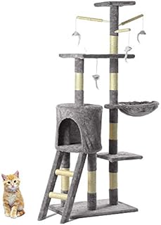 locallocal Cat Tree Activity Center kitten climbing tower play frame with gray cat playtoy