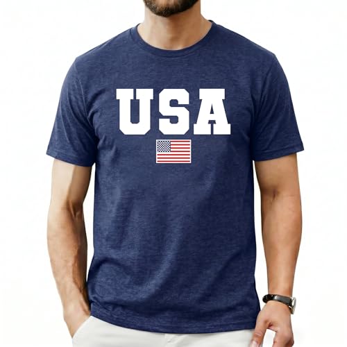 Xynerix 4th of July Shirts Men USA American Flag T-Shirt Patriotic Independence Day Gift Tops Short Sleeve Shirt (DarkBlue,XXL)