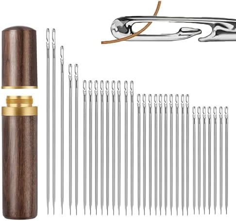 HASTHIP Self Threading Quilting Needle Set for Embroidery and Sewing with 90pcs Metal Needles featuring Wooden Case main image 0