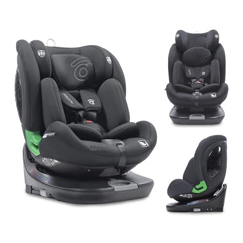 Asalvo AUSTEN 3 Silla de Auto i-Size (40-150 cm), Giratoria 360º con Reclinado, A Contramarcha y En Sentido de la Marcha, Con Isofix y Top Tether, Gris