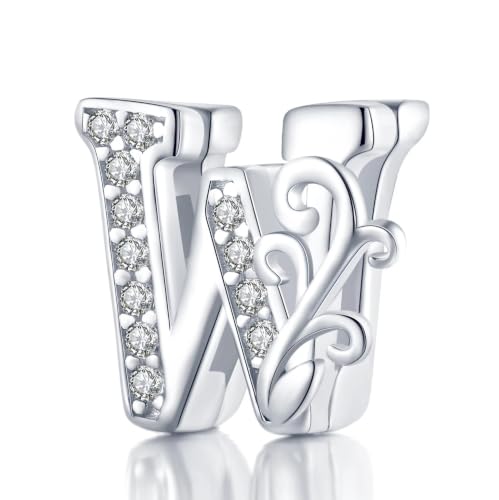 Image of Afg Sterling Silver 925 Letter Clip Charm, Alphabet W