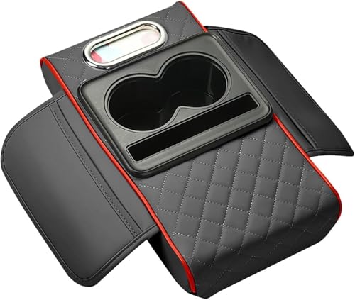 ZeawIEsvbyt 5-in-1 Car Armrest Cushion, Car Center Console Cover with 2 Storage Bags Cup Holder Tissue Box Slot, Car Armrest Box Pad for Car Sedans, Car Accessories Interior Organizers (SN.E) - Thumbnail 2