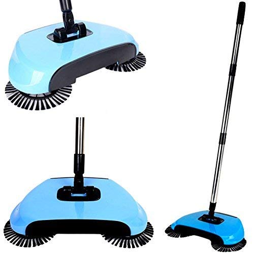 Gr8 Home 3 in 1 Hand Push Spin Sweeper Broom Rotating Hard Floor Cleaning Mop Duster Dustpan Automatic Brush Cleaner 360 Degrees