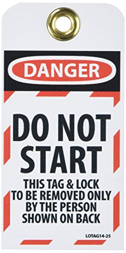 Danger Ne pas commencer étiquette NMC Lotag14 en vinyle incassable x25