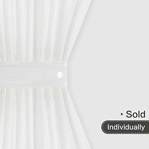 Jinchan French Door Curtains White 40 Inch Privacy Textured Rod Pocket Drapes For Living Room Tieback Included Casual Weave One Panel #TOP3