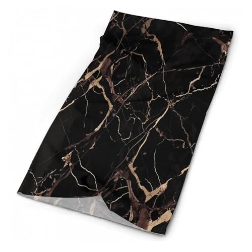 Black Gold Marble Versatile Magic Scarf Face Mask Windproof Dustproof Neck Warmer, Multi-Way Headband Beanie Wristband for Men Women All Seasons