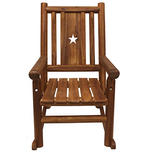 Leigh Country TX 36002 Amber-Log Rocker W/Star, Brown - Thumbnail 4