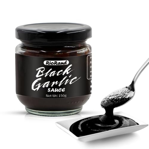 RioRand Black Garlic Sauce 150g/5.29oz Puree, Gourmet Spread Marinade Dipping Seasoning for Steak Burger Salad