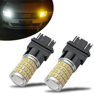 iBrightstar Super Bright 3157 4157 3155 3457 Switchback LED Bulbs with Projector Replacement for Daytime Running Lights/DRL and Turn Signal Lights, White/Amber