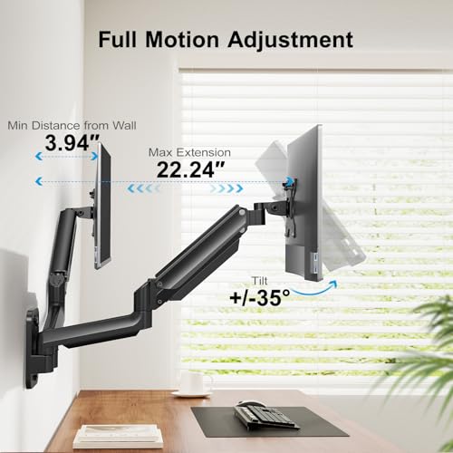 HUANUO Gaming Dual Monitor Wall Mount for 17-32 Inch Computer Screen Mount (4.4-17.6lbs Per Arm) - VESA 75x75/100x100 Height Adjustable Stand for Dual Monitors - Home Office Desk Setup by HUANUO - Used condition - Image 3