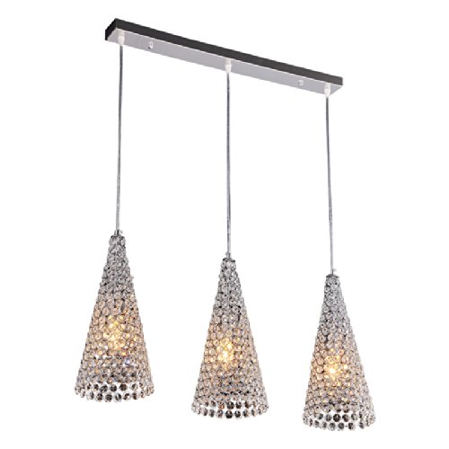 Plafond pendentif cristal moderne 3 têtes pour éclairage bar et comptoir de cuisine
