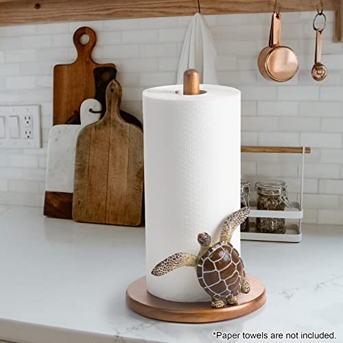 Turtle Paper Towel Holder - Beach House Decor Cute Paper Towel Holder Stand Wood Sea Turtle Decor, Unique Kitchen Towel Holder Countertop Coastal Decor For Home, Ocean Decor Sea Turtle Gifts For Women #TOP1
