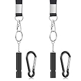 Michael Josh 2PCS Outdoor Loudest Emergency Survival Whistles with Carabiner and Lanyard for Camping Hiking Sports Dog Training (Black)