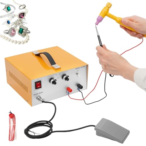Jewelry Spot Welding Machine, 600W Permanent Jewelry Welder Kit with Foot Pedal, 1-9 Gear Adjustable Power, 80A Pulse Electric Soldering for Platinum, Gold, Silver and Steel