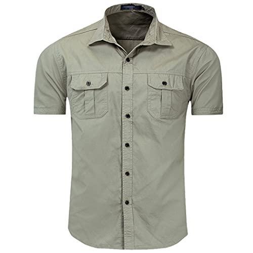 Chemise militaire à manches courtes homme en coton vert militaire M