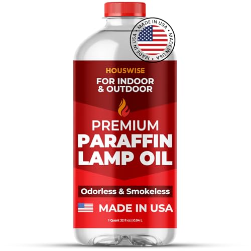 Houswise Premium Liquid Paraffin Lamp Oil for Indoor Use 1 Quart - Indoor Smokeless Odorless Paraffin Oil Fuel for Lamps, Lantern, Candle