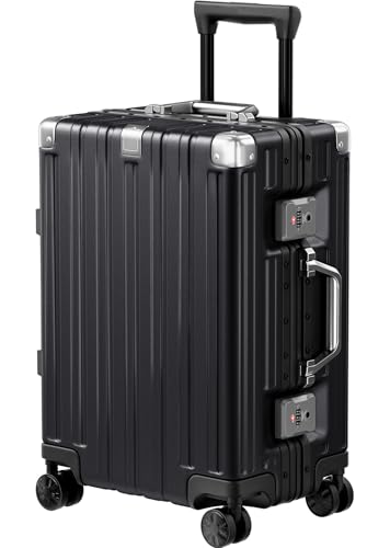 Krute Carry On Luggage 20 inch Aluminum Frame Suitcase No Zipper Hardshell PC+ABS Luggage TSA Approved Zipperless Suitcases with Spinner Wheels