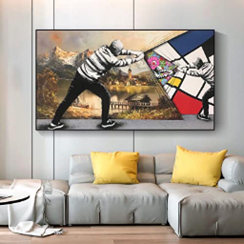 Toile Pop Art Moderne Main Larme 70x140cm Sans Cadre