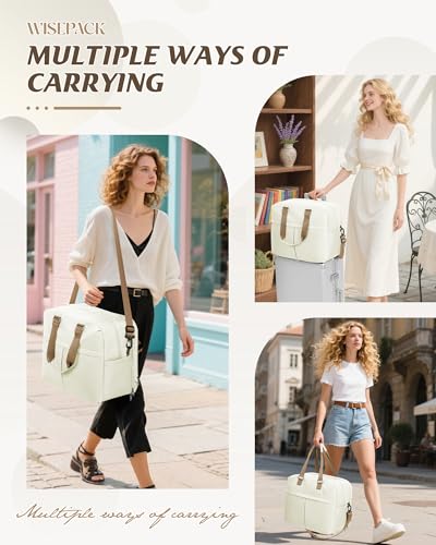 Image of Travel Duffle Bags for Women Men Expandable Personal Item Travel Bag Lightweight Weekender Overnight Carry on Bags for Airplanes Sport Gym Tote Ladies Beach Luggage Bag Beige Brown