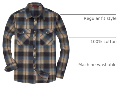 Image of Alimens & Gentle Men's Button Down Regular Fit Long Sleeve Plaid Flannel Casual Shirts