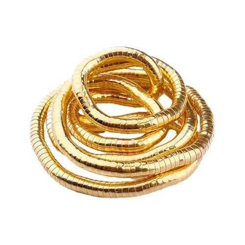 Collar de acero inoxidable para la ansiedad, collar flexible, dorado y dorado para mujer, G, 90cm, Metal