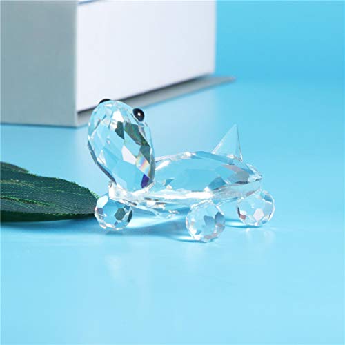 Waltz&F Small Crystal Clear Tortoise Collectible Animal Figurine Paperweight Table Decoration