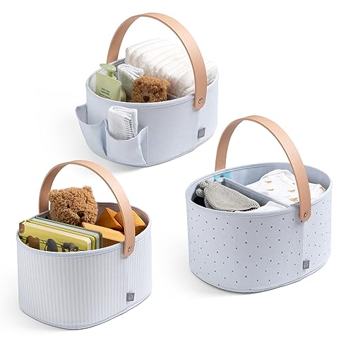 Delta Children Gap babyGap 3-Pack Nested Fabric Storage Bins with Handles, Blue