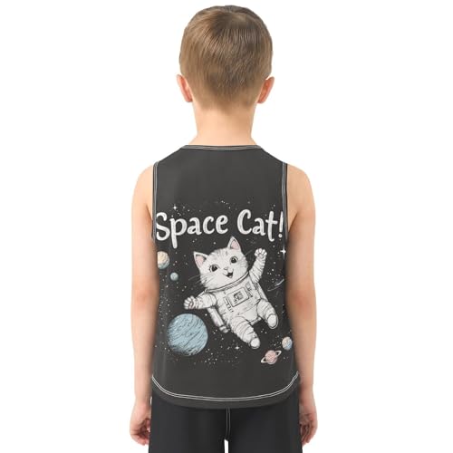 Cat Planets Starry Black Boys Tank Tops Sleeveless Tank Top Shirts Undershirts for Boy,3T3
