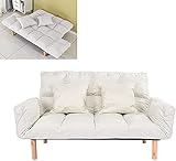 Lazy Sofa Bed Couch, Foldable Adjustment Loveseat Futon Bed Convertible Recliner Folding Sleeper for Limited Space Home Office with Two Side Storage Pocket and Two Pillows