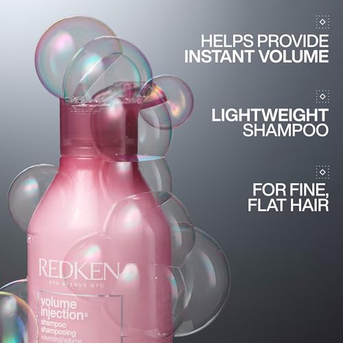 Redken Volume Injection Shampooing, léger Shampoing Volumisant pour cheveux fins, crée instantanément ascenseur et corps pour cheveux plats, sans paraben