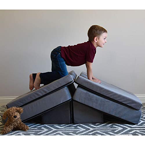 Children's Factory, Cf349-066, The Whatsit Kids Couch Or 2 Chairs, Gray, Playroom & Classroom Pretend Play Building Blocks, Soft Daycare Furniture #TOP4