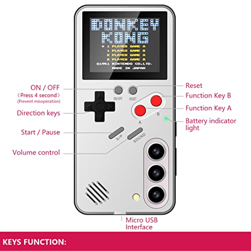Tuoveek Gameboy Phone Case For Samsung Galaxy S23,Handheld Retro Game Console Samsung S23(6.1") Phone Case,Playable 36 Classic Video Games Case(White) #TOP1